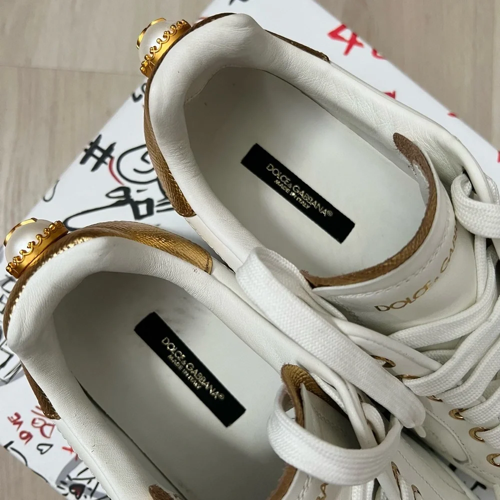 Dolce & Gabbana Portofino Sneakers white gold pearl - Picture 7 of 12